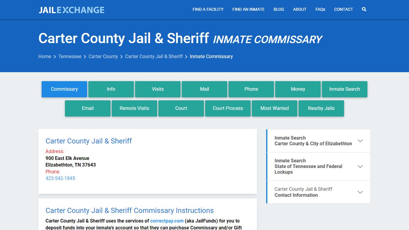 Carter County Jail & Sheriff Inmate Commissary - Jail Exchange