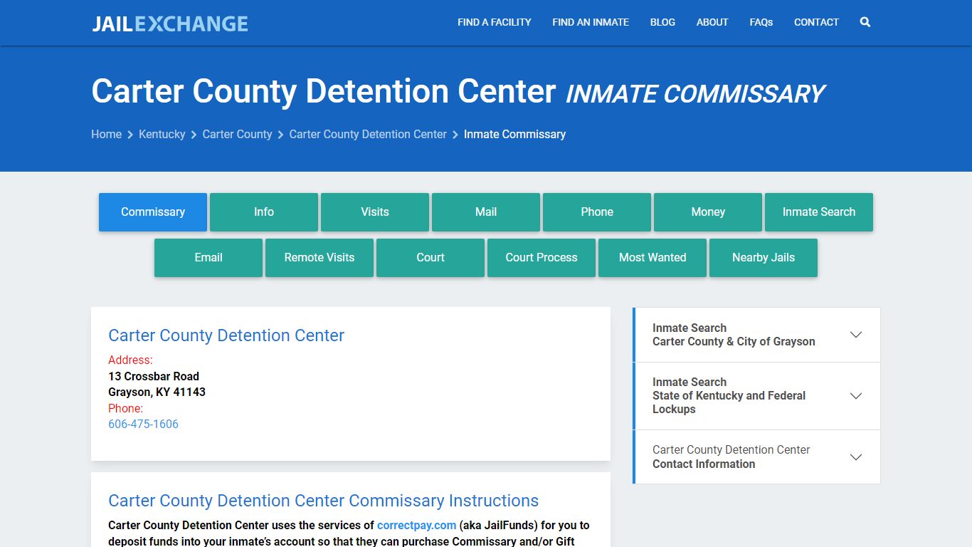 Carter County Detention Center Inmate Commissary - Jail Exchange